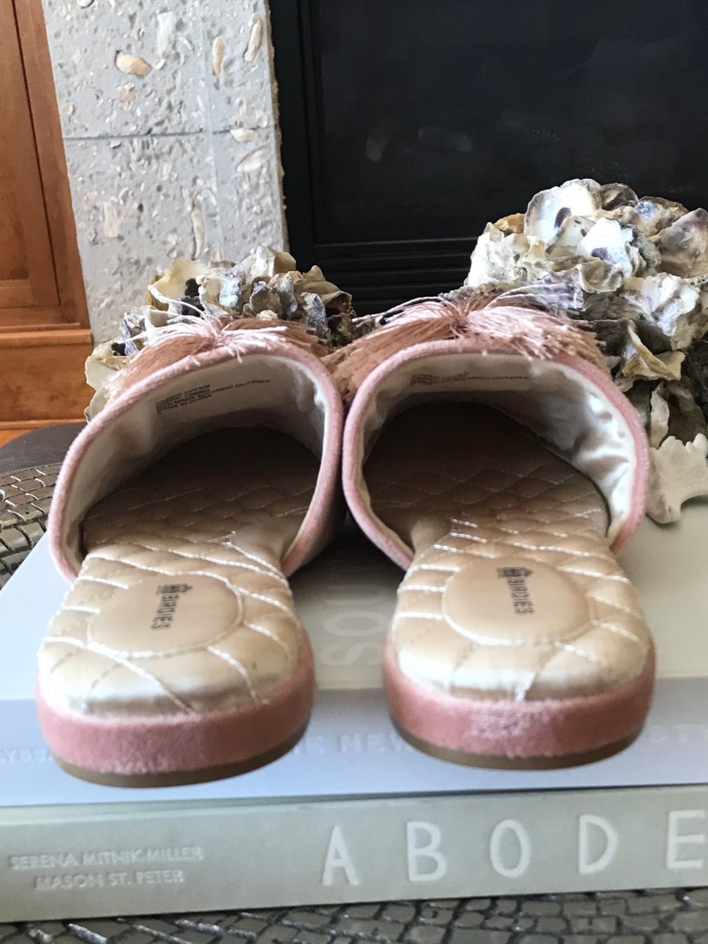 COQUETTE 🔥 BALLETCORE ROMANTIC VINTAGE INSPIRED PINK POM VELVET SLIDE - Picture 5 of 15